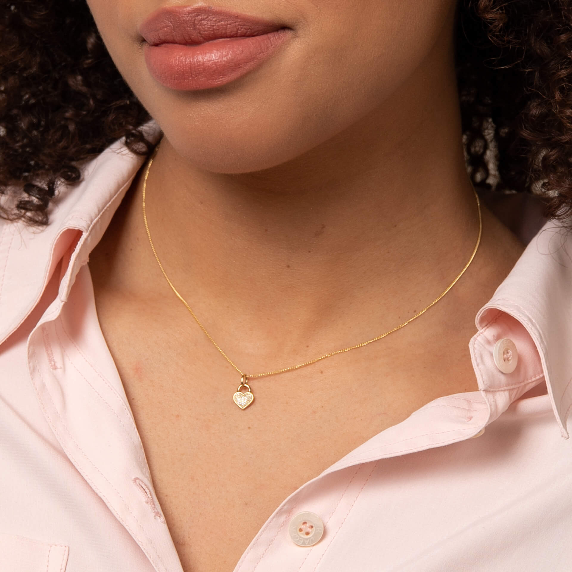 Heart Padlock Pendant with Pave Diamond in 9ct Yellow Gold - Robert Anthony Jewellers, Edinburgh