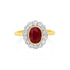18Ct. Yellow Gold Cluster Ring with Oval Ruby Centre and Diamonds - Robert Anthony Jewellers, Edinburgh