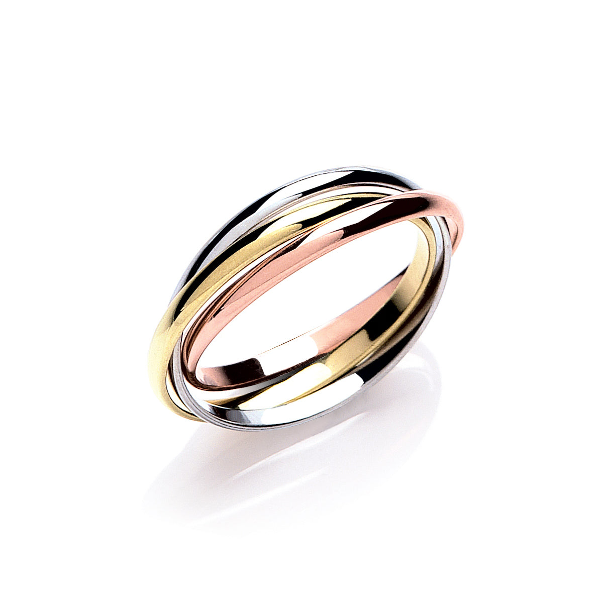 2mm 9CT Three Colour Russian Wedding Band - Main Image