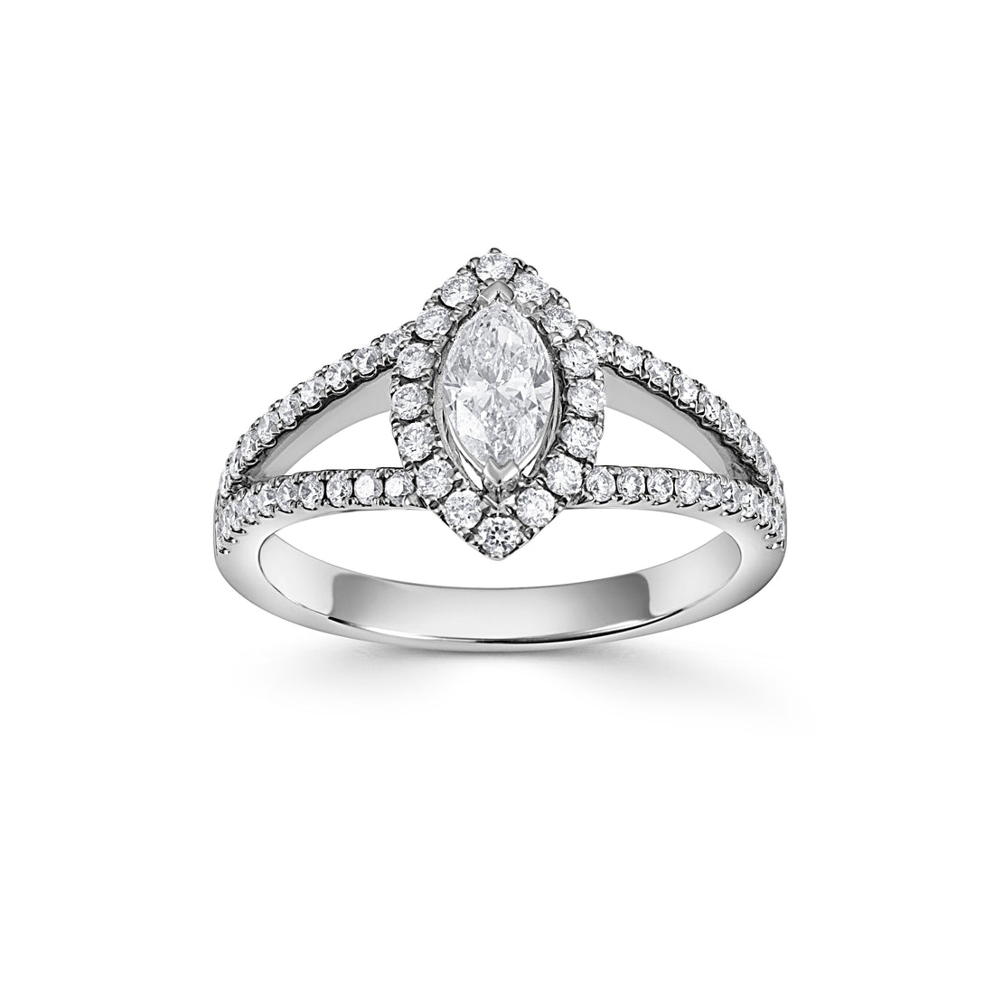 18ct White Gold Marquise Oval Diamond Cluster Ring - Robert Anthony Jewellers, Edinburgh