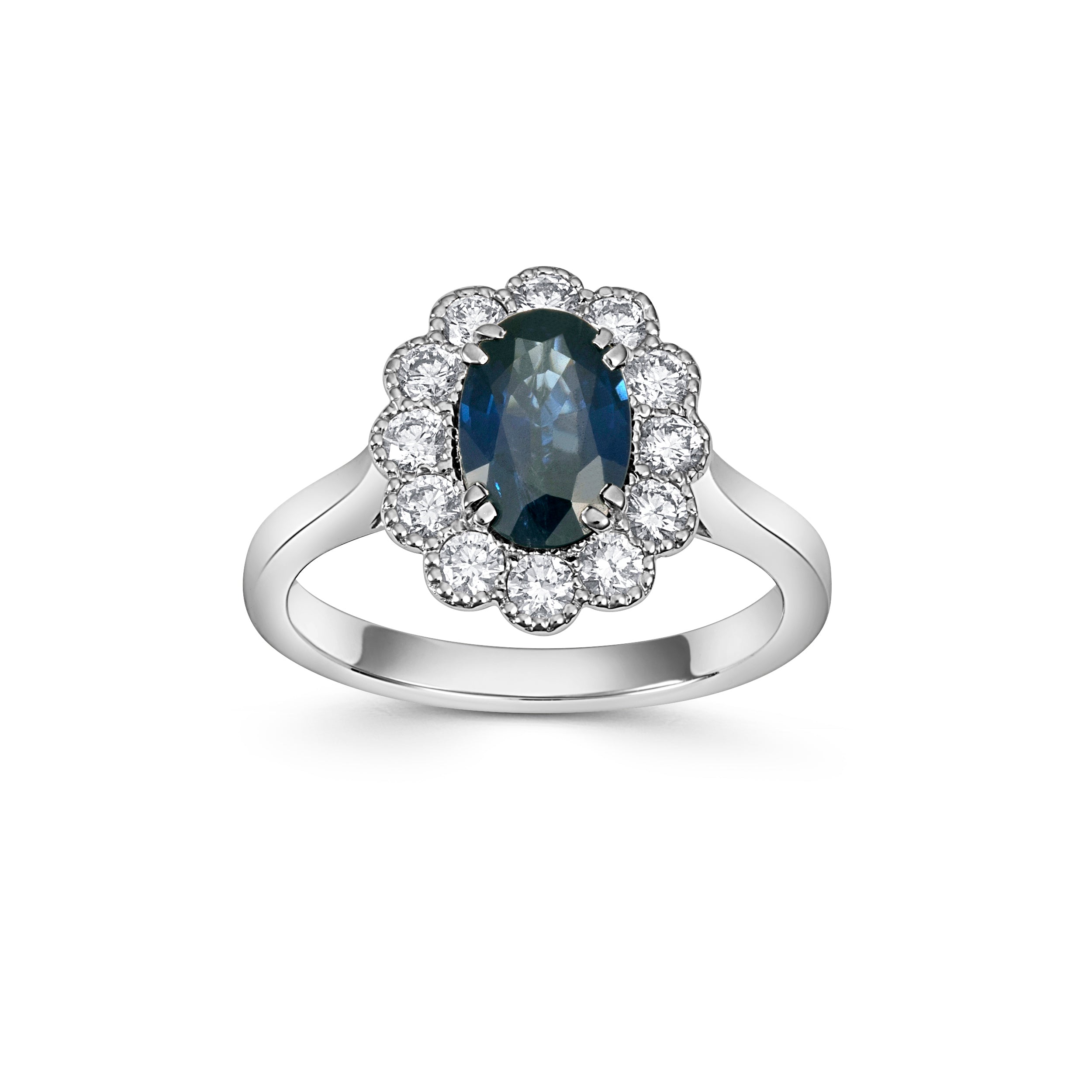 18ct White Gold Sapphire and Diamond Cluster Ring