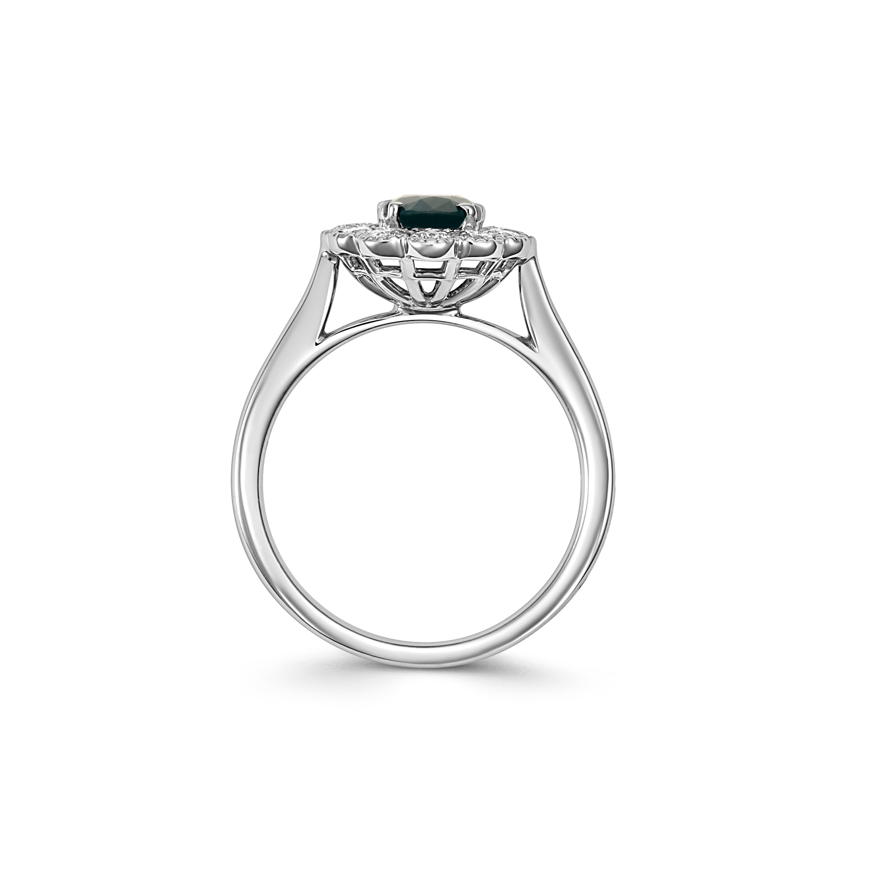 18ct White Gold Sapphire and Diamond Cluster Ring