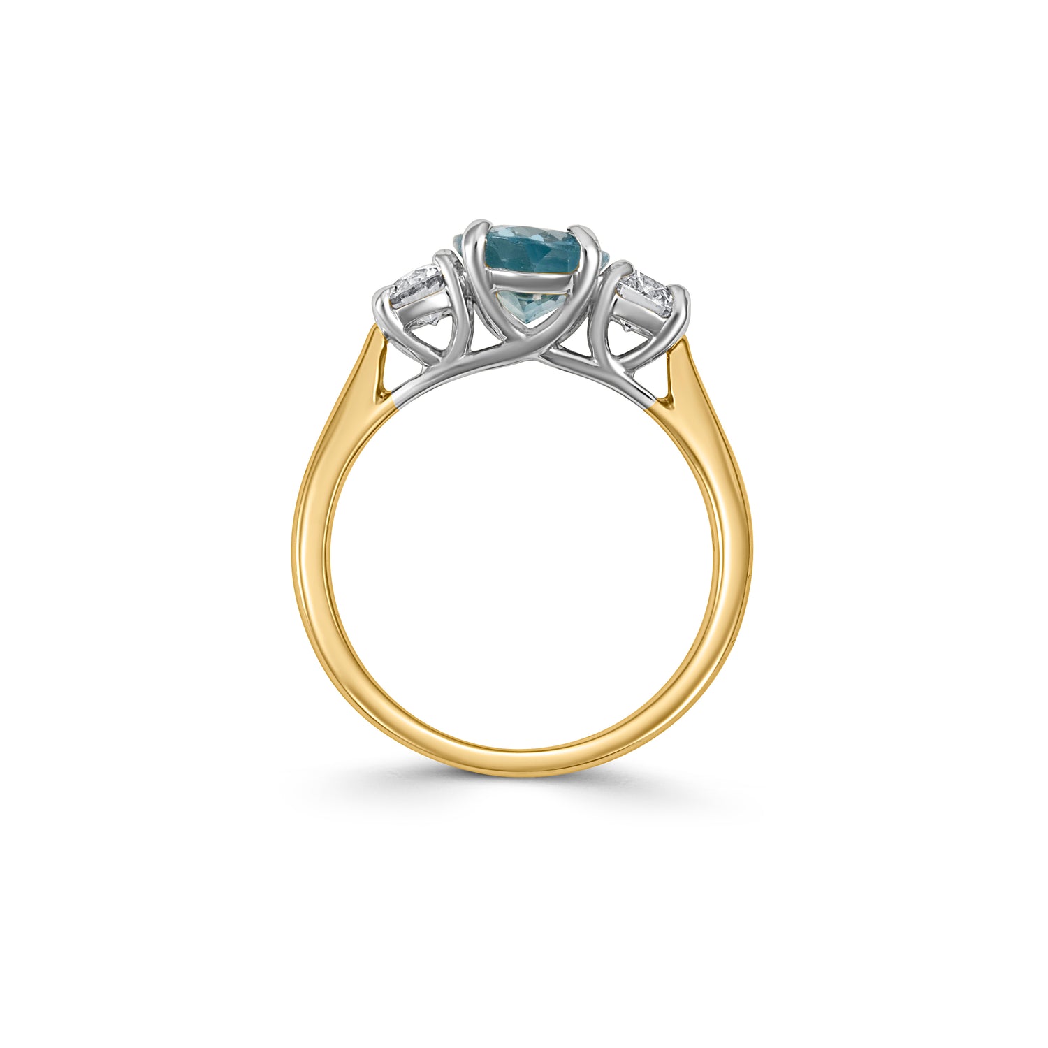 18ct Gold Aquamarine and Diamond Three Stone Ring - Robert Anthony Jewellers, Edinburgh