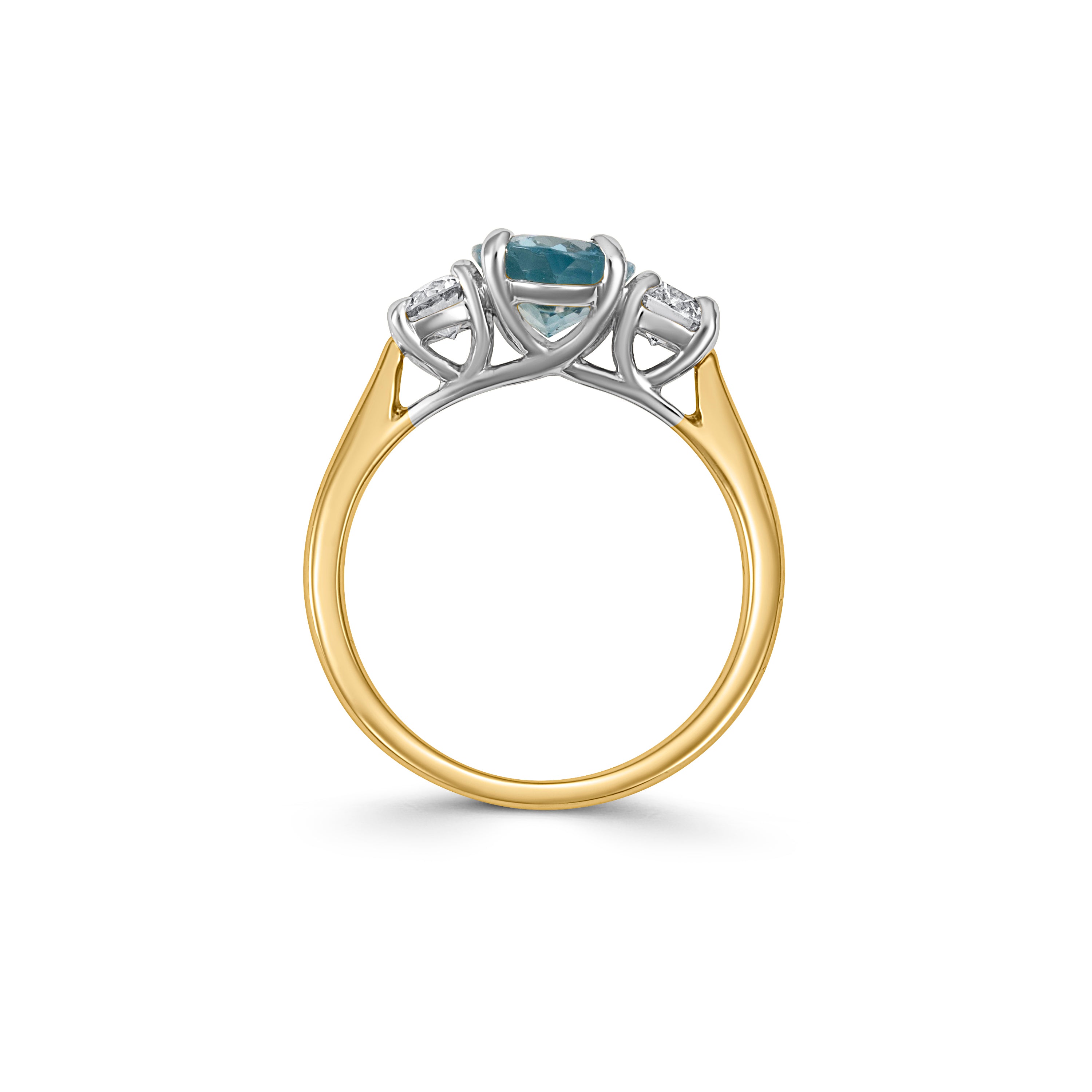 18ct Gold Aquamarine and Diamond Three Stone Ring - Robert Anthony Jewellers, Edinburgh