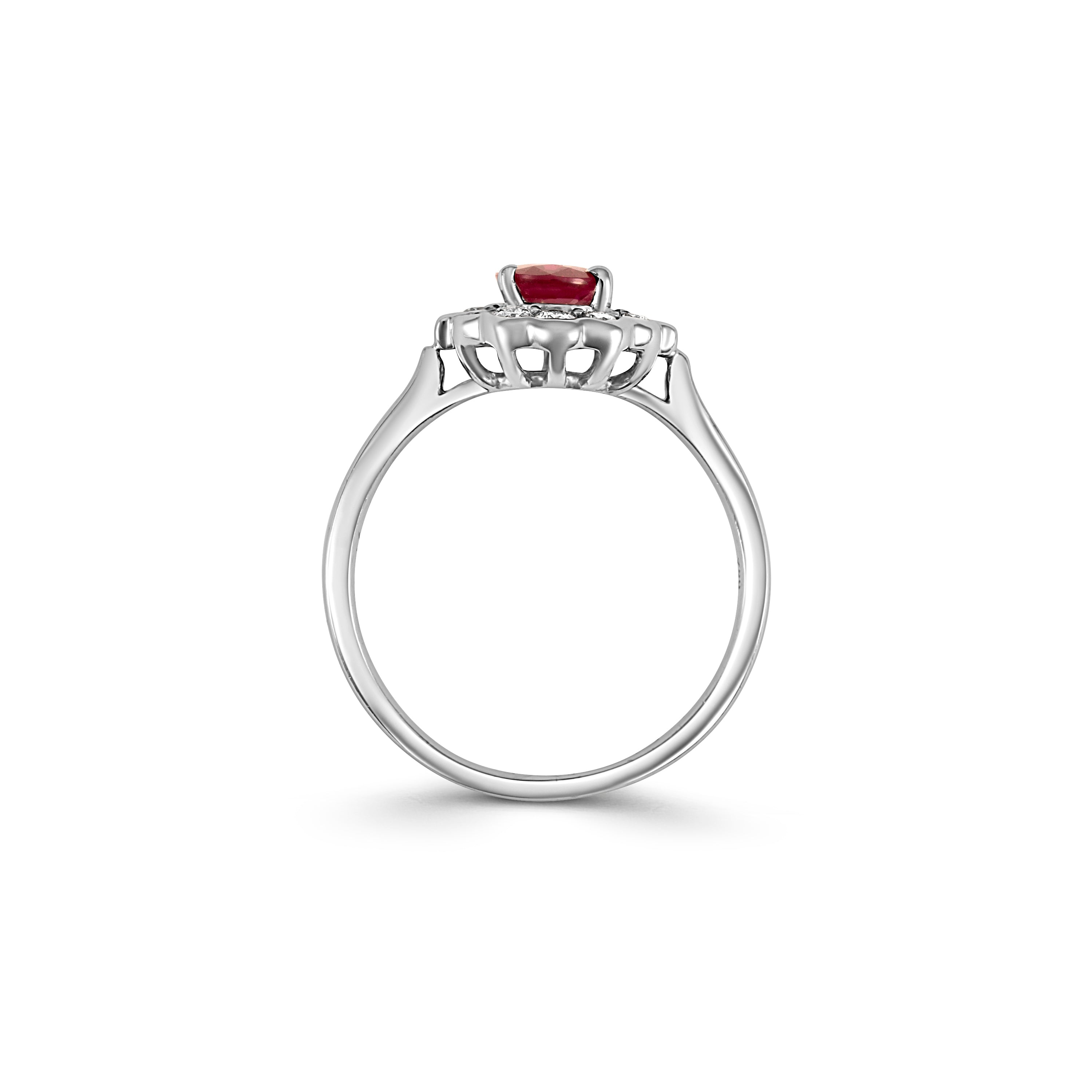 18ct White Gold Ruby and Diamond Cluster Ring
