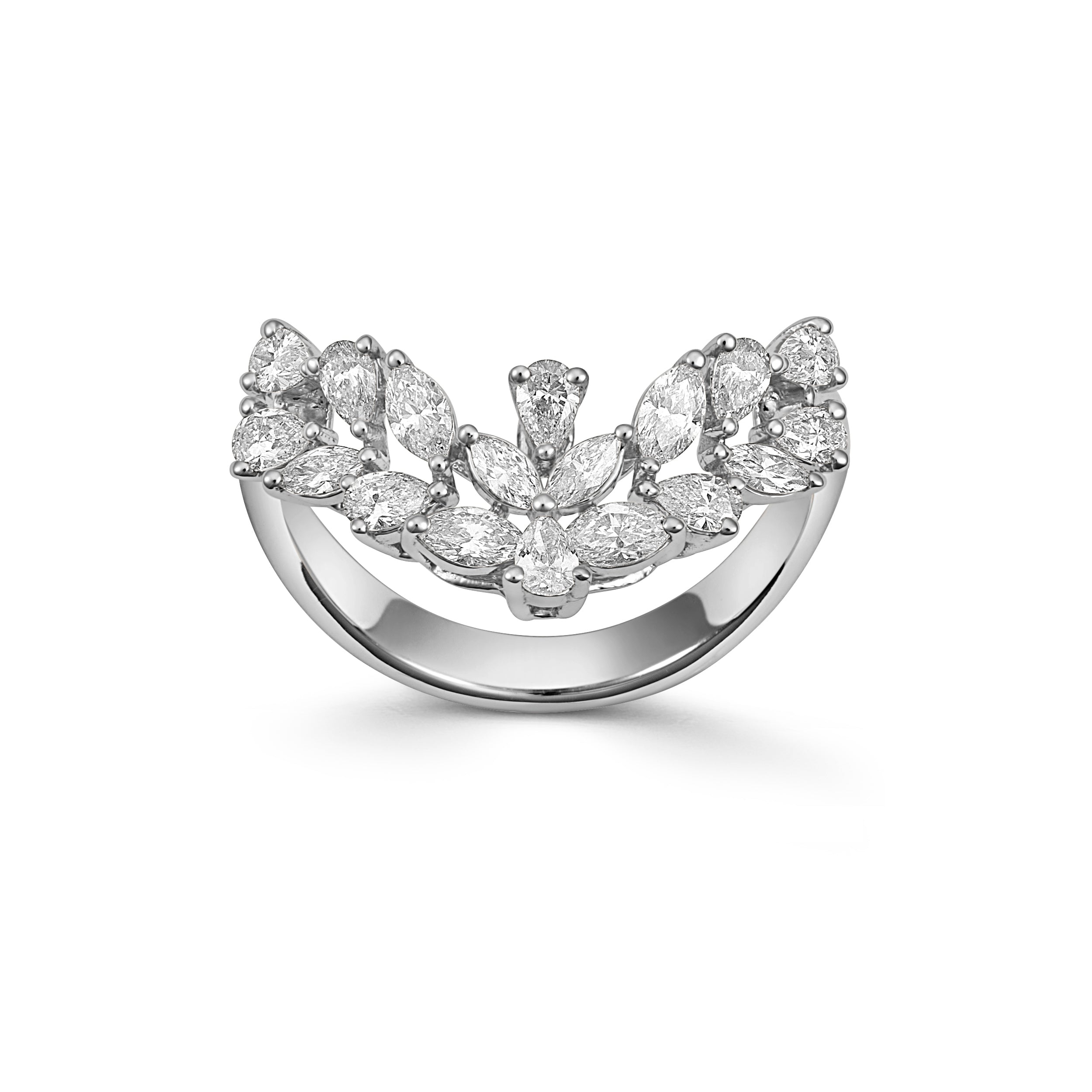 18CT White Gold Pear and Marquise Cut Wishbone Dress Ring - Robert Anthony Jewellers, Edinburgh