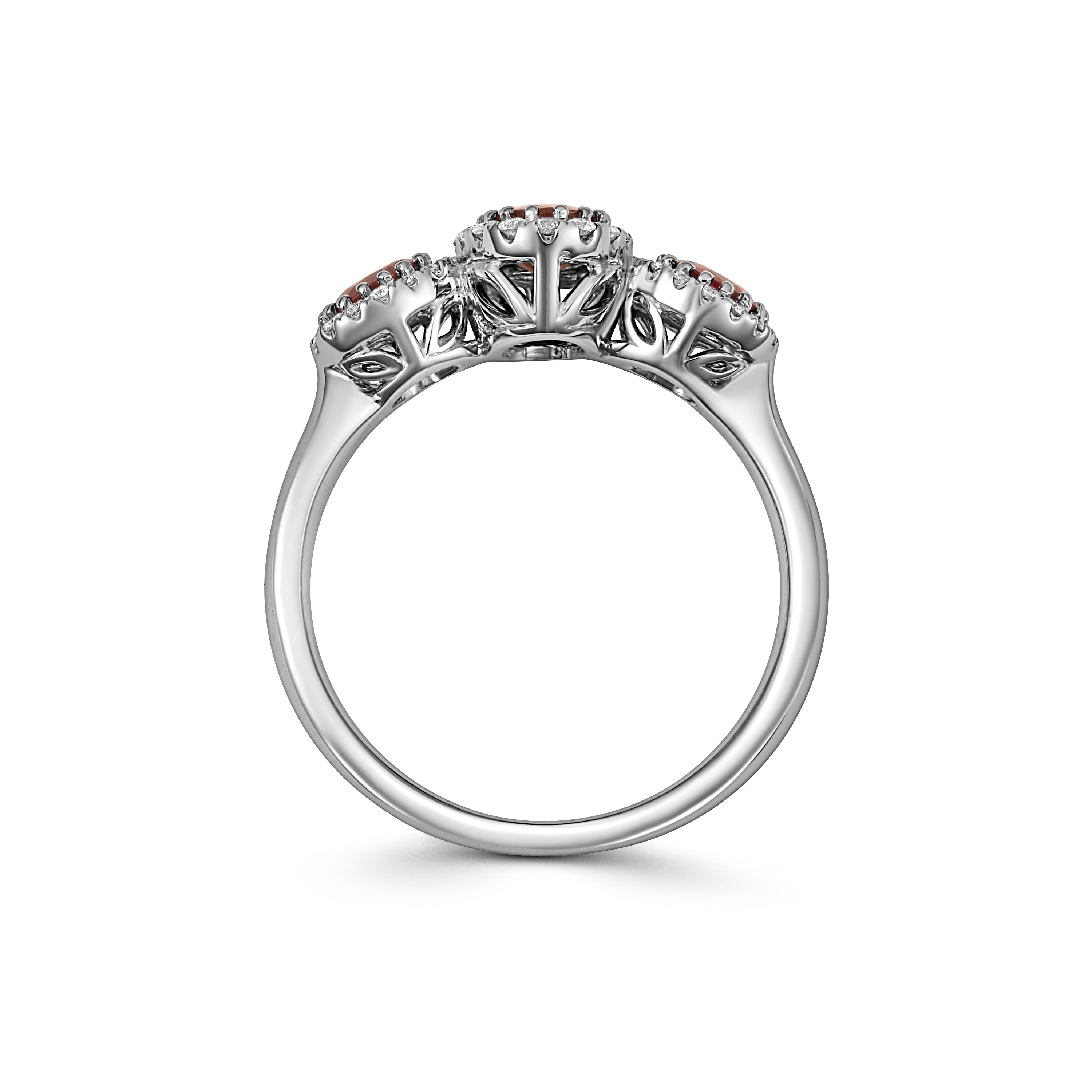 18ct White Gold Triple Ruby and Diamond Cluster Ring - Robert Anthony Jewellers, Edinburgh