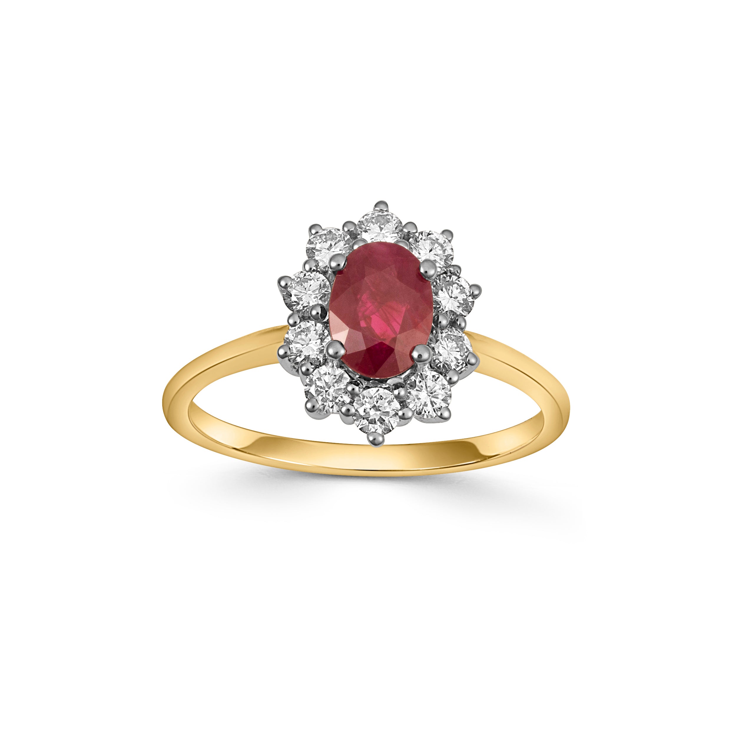 18CT Gold Vintage Ruby and Diamond Cluster Ring - Main Image