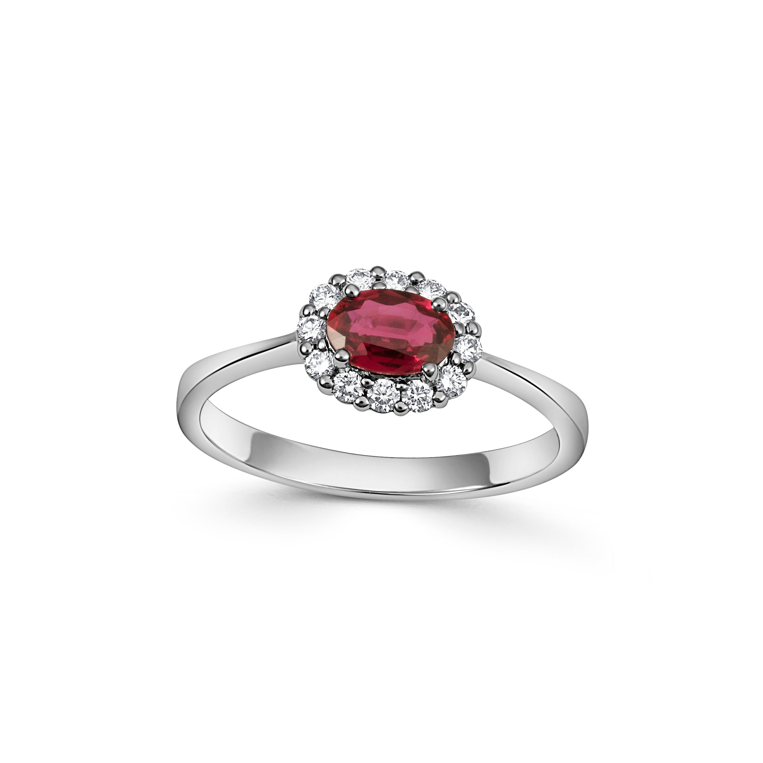 18ct White Gold Ruby and Diamond Cluster Ring