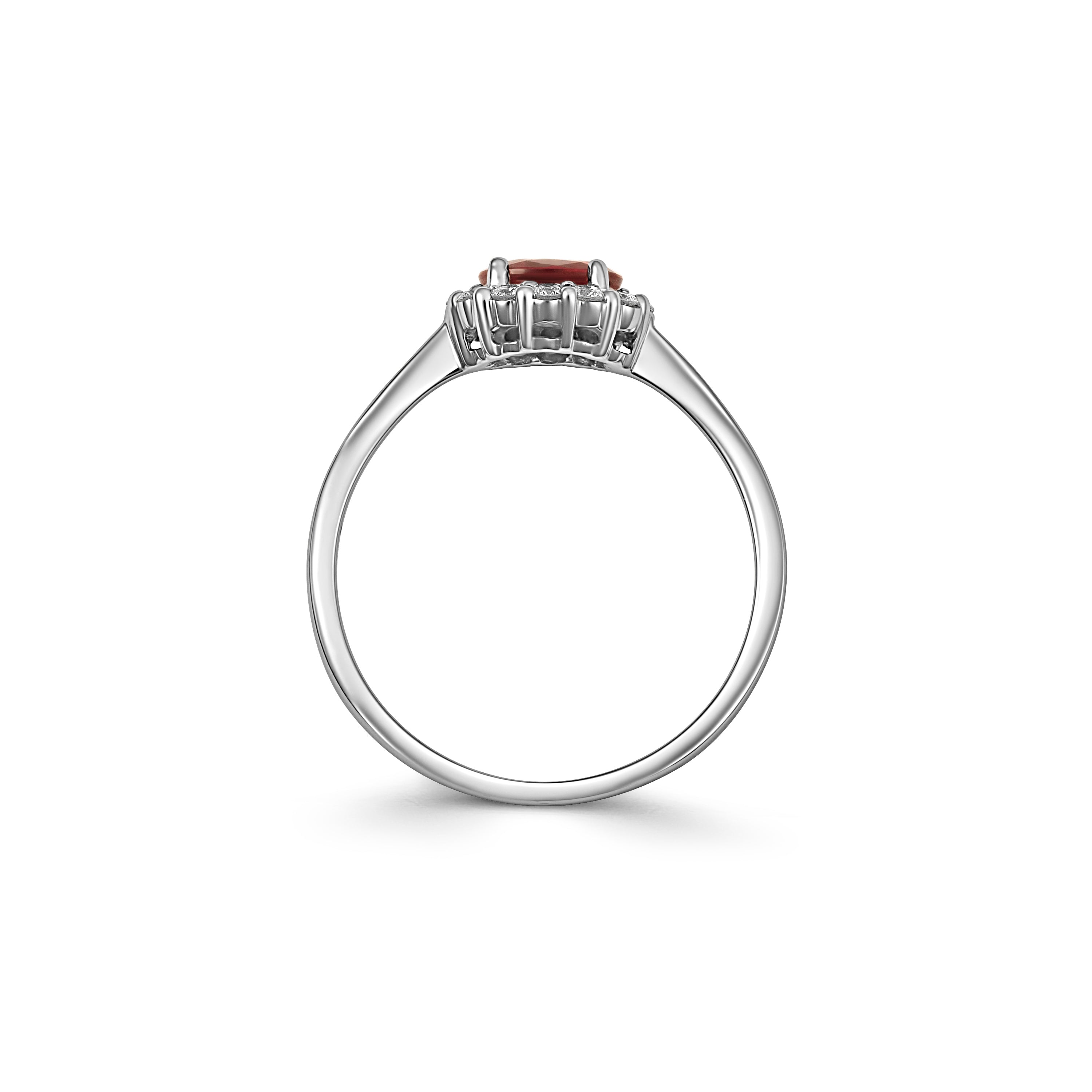 18ct White Gold Ruby and Diamond Cluster Ring