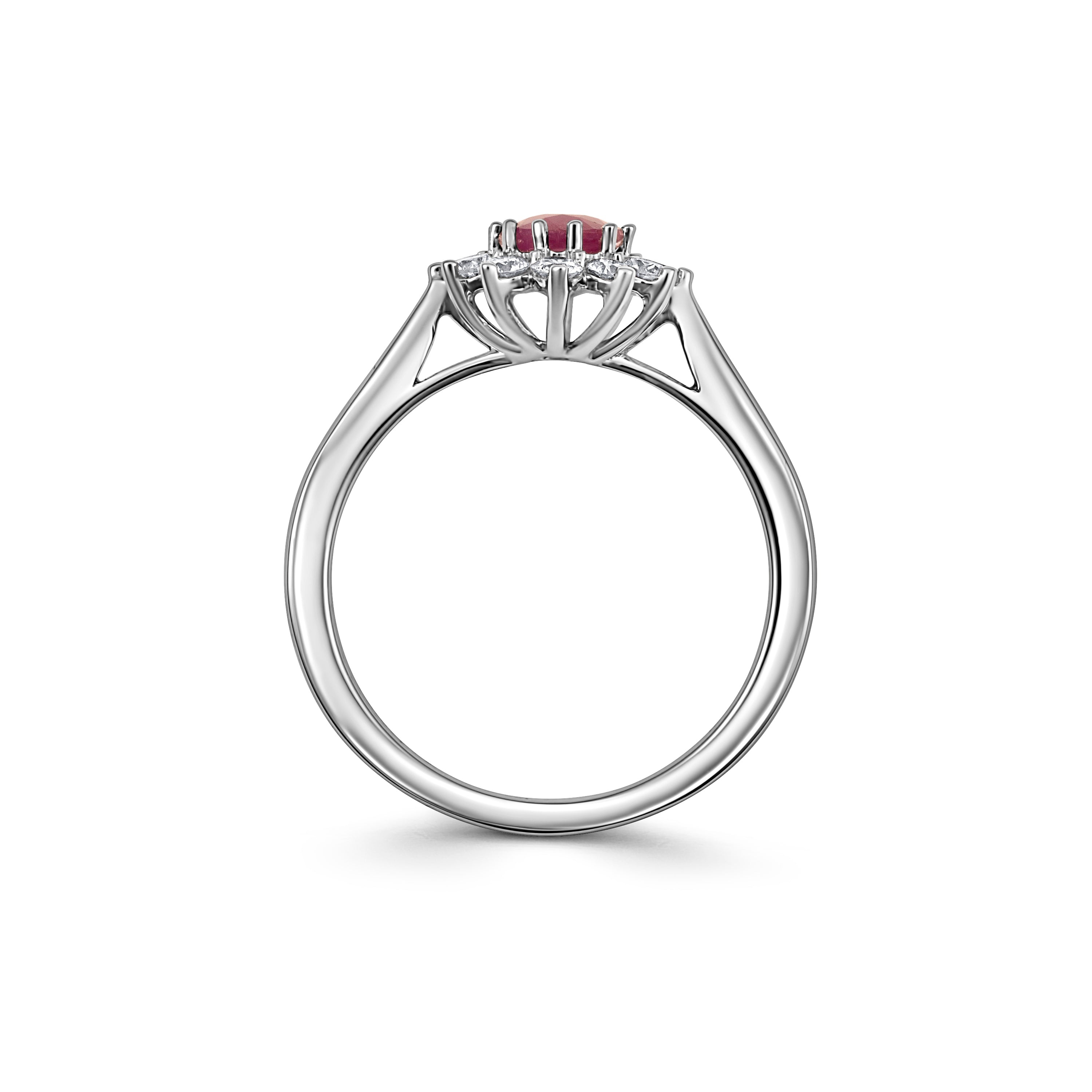 9ct White Gold Ruby and Diamond Cluster Ring