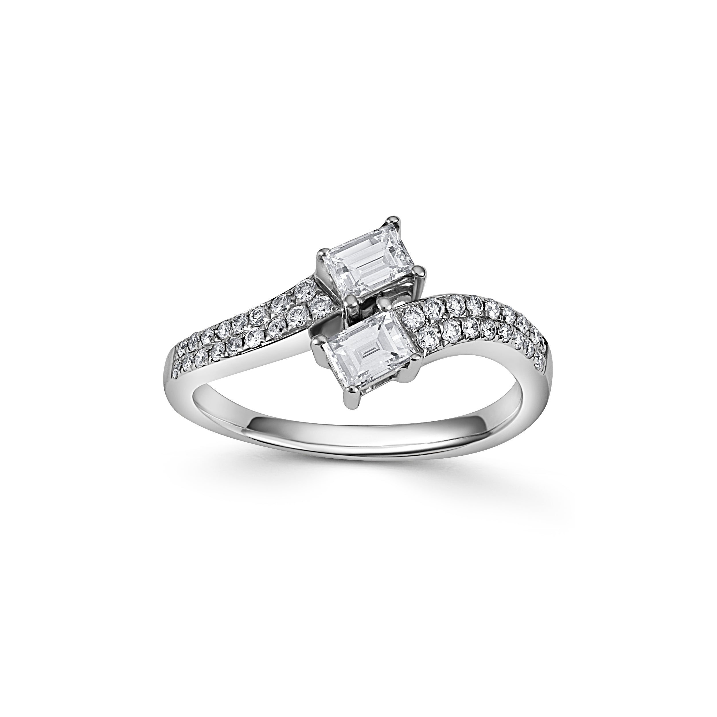 18ct White Gold Two Baguette Diamond Ring - Robert Anthony Jewellers, Edinburgh