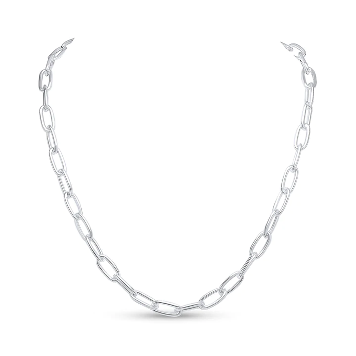 Silver 16x7mm Paperclip Chain with T-Bar - Robert Anthony Jewellers, Edinburgh