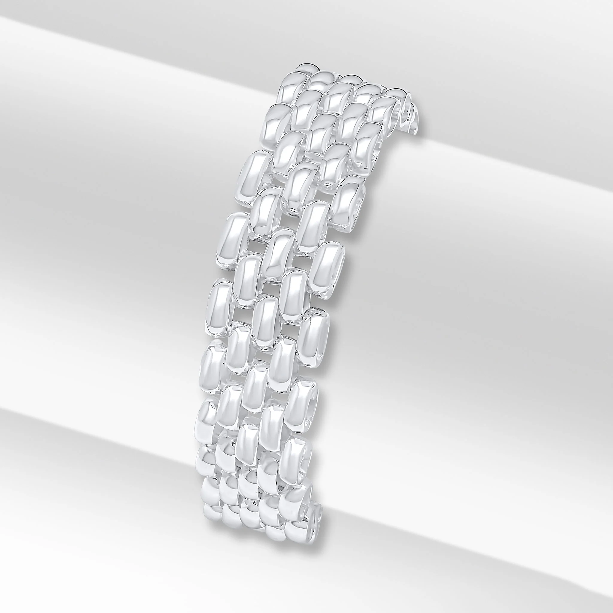 Silver Handmade 15mm Five Row Brick Chain or Bracelet - Robert Anthony Jewellers, Edinburgh