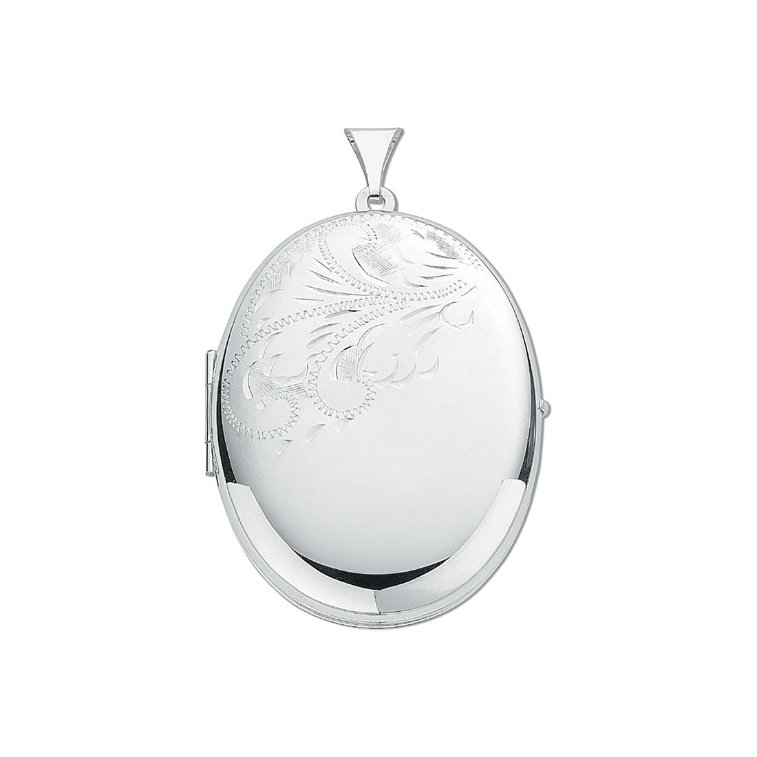 Silver Large Engraved Oval Shaped Locket — Medium (9.3g) - Robert Anthony Jewellers, Edinburgh