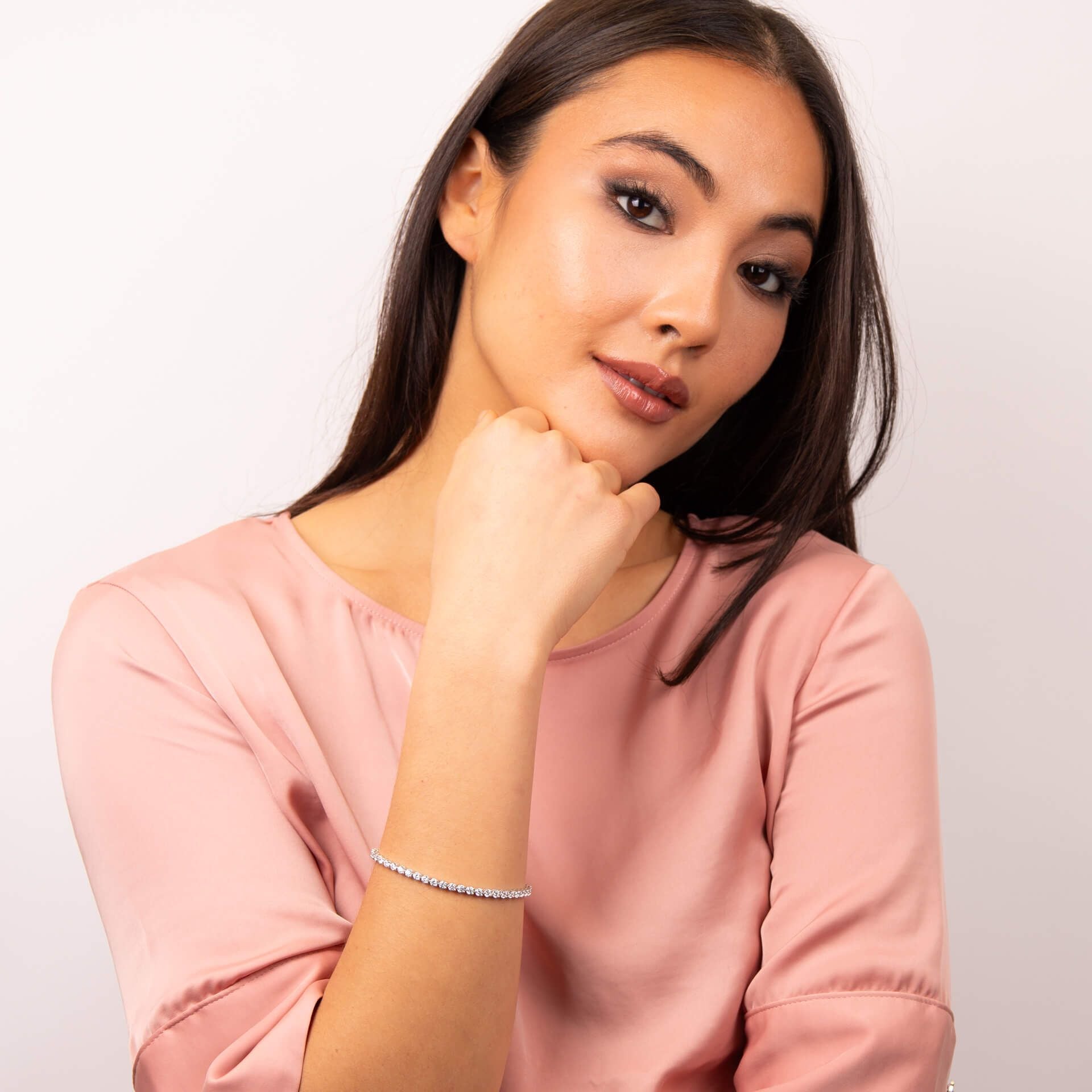 Silver Small Zirconia Charm Tennis Bracelet