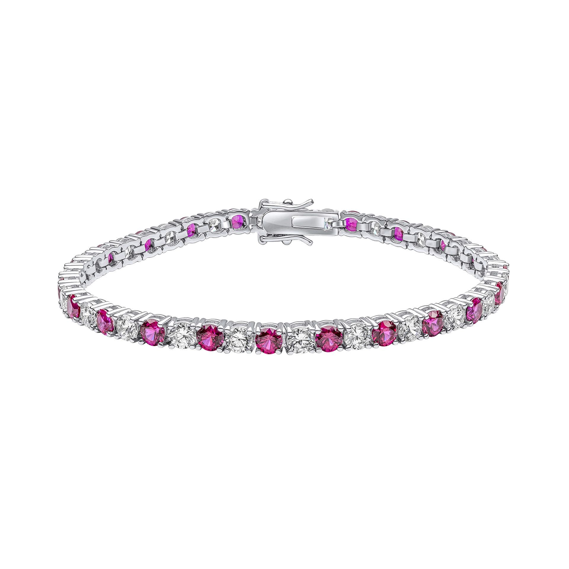 Silver Ruby Oval Zirconia Tennis Bracelet