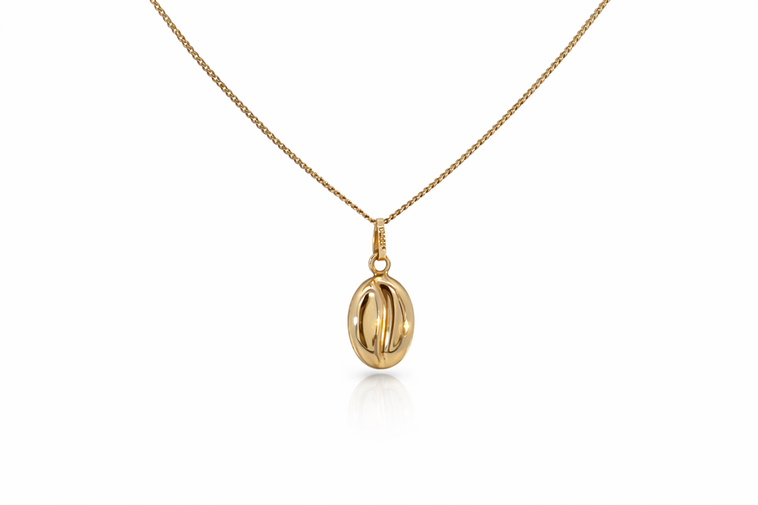 9ct gold coffee bean necklace