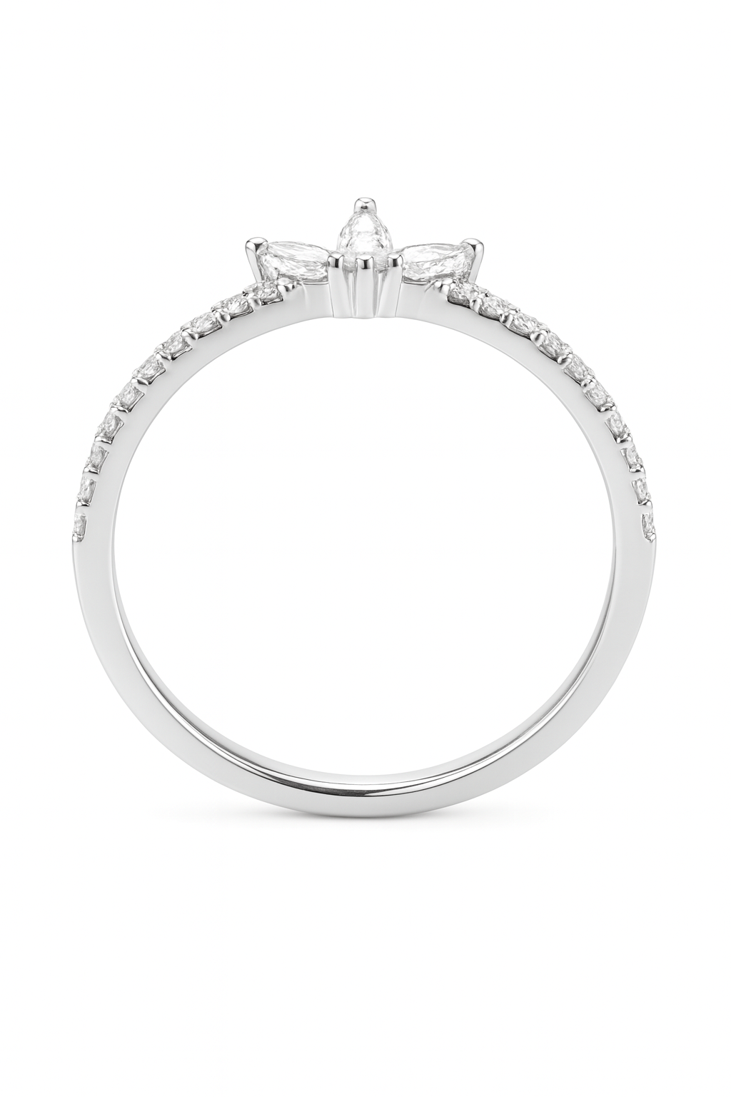 18ct White Gold LAB-Diamond Marquise Trio Ring