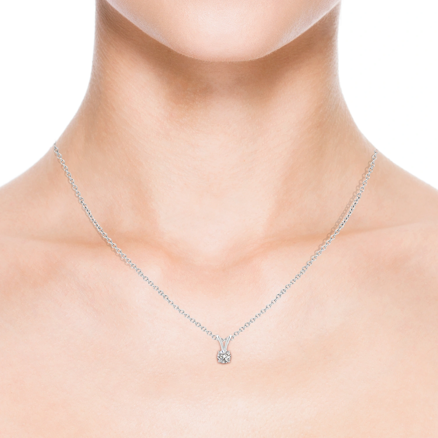 9ct White Gold Diamond Solitaire Split Bale Pendant and Chain - Robert Anthony Jewellers, Edinburgh