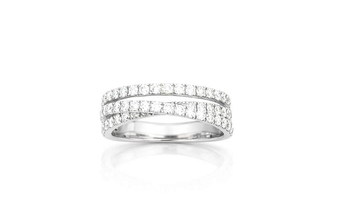 Diamond Cross-Over 18ct Band Ring