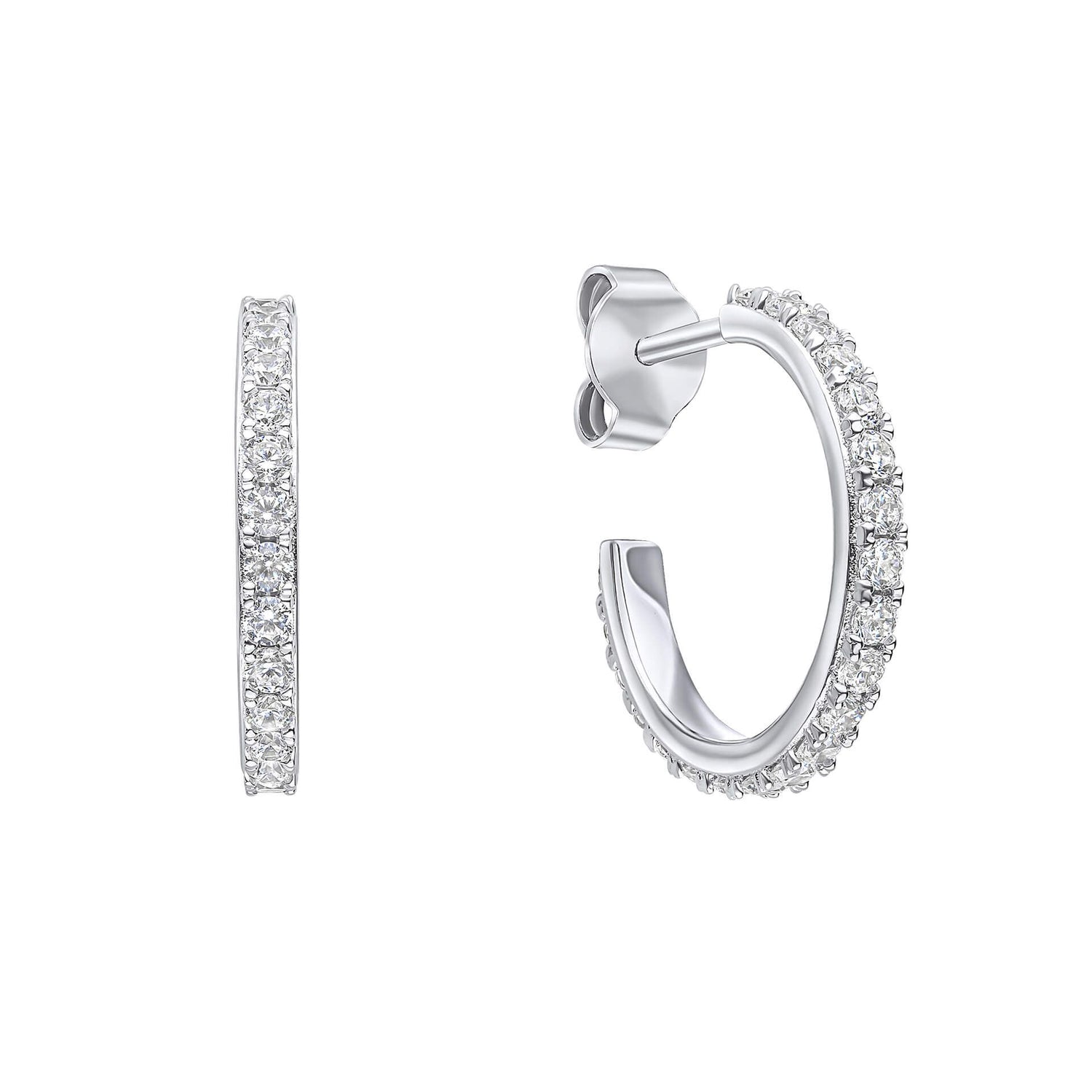 Silver and Zirconia 3/4 Hoop Earrings