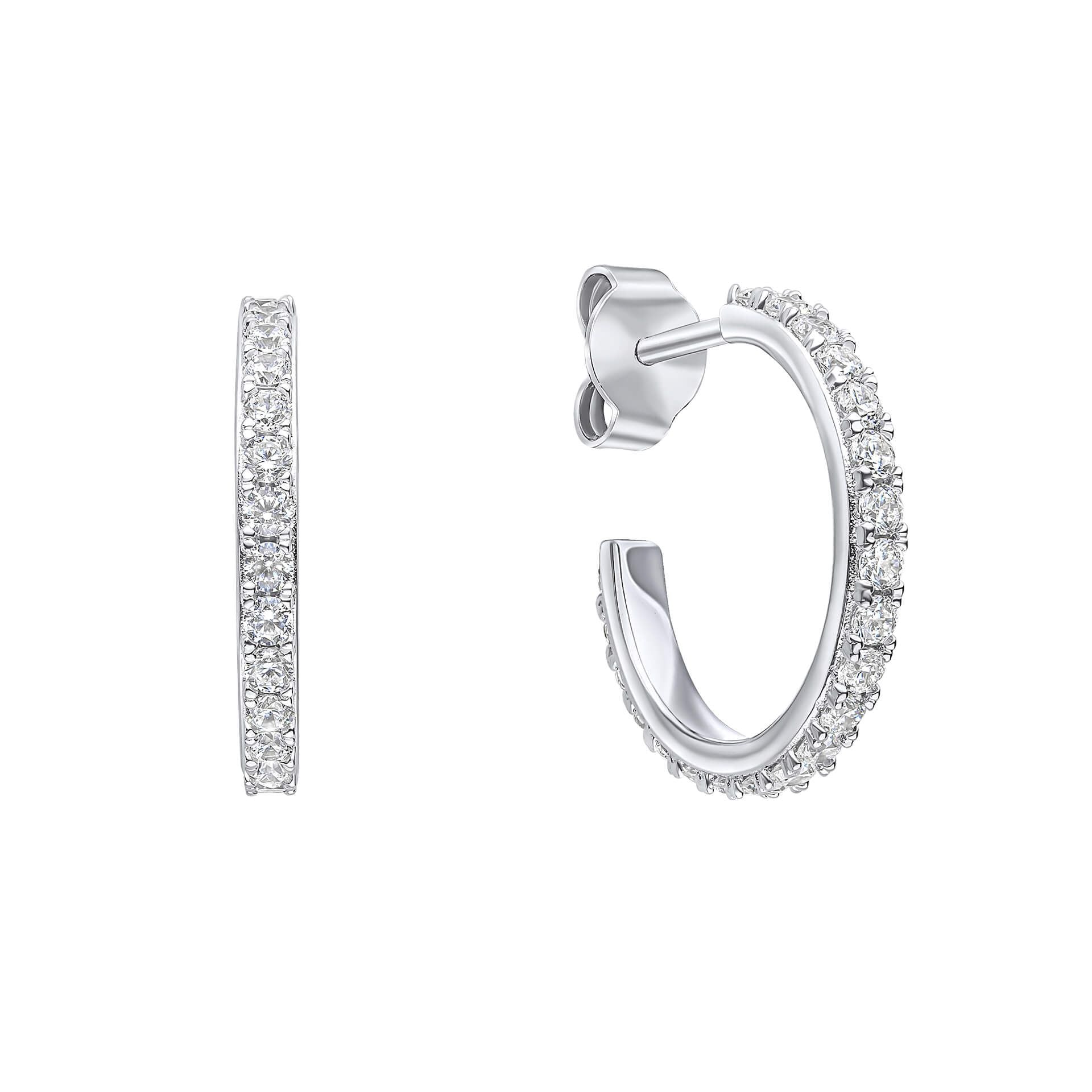 Silver and Zirconia 3/4 Hoop Earrings