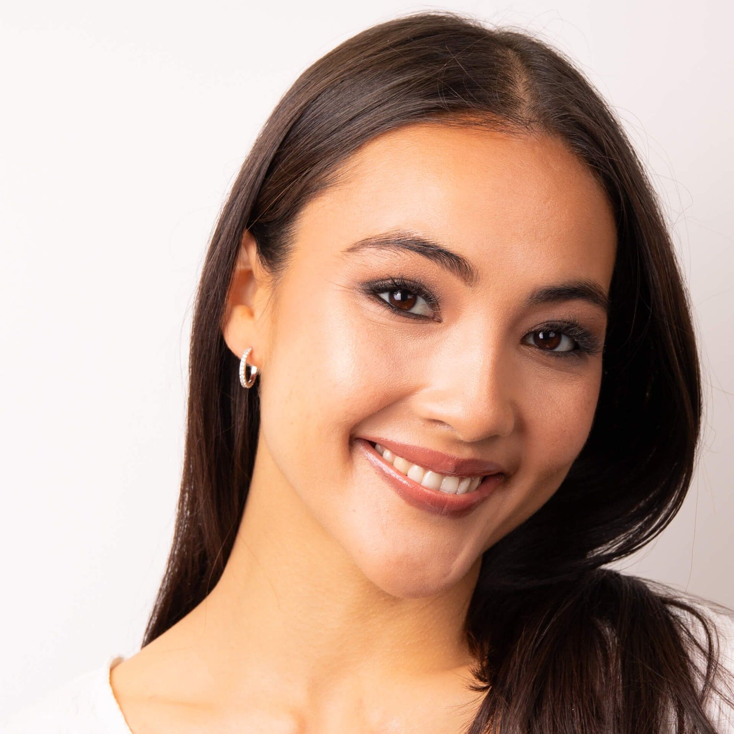 Silver and Zirconia 3/4 Hoop Earrings