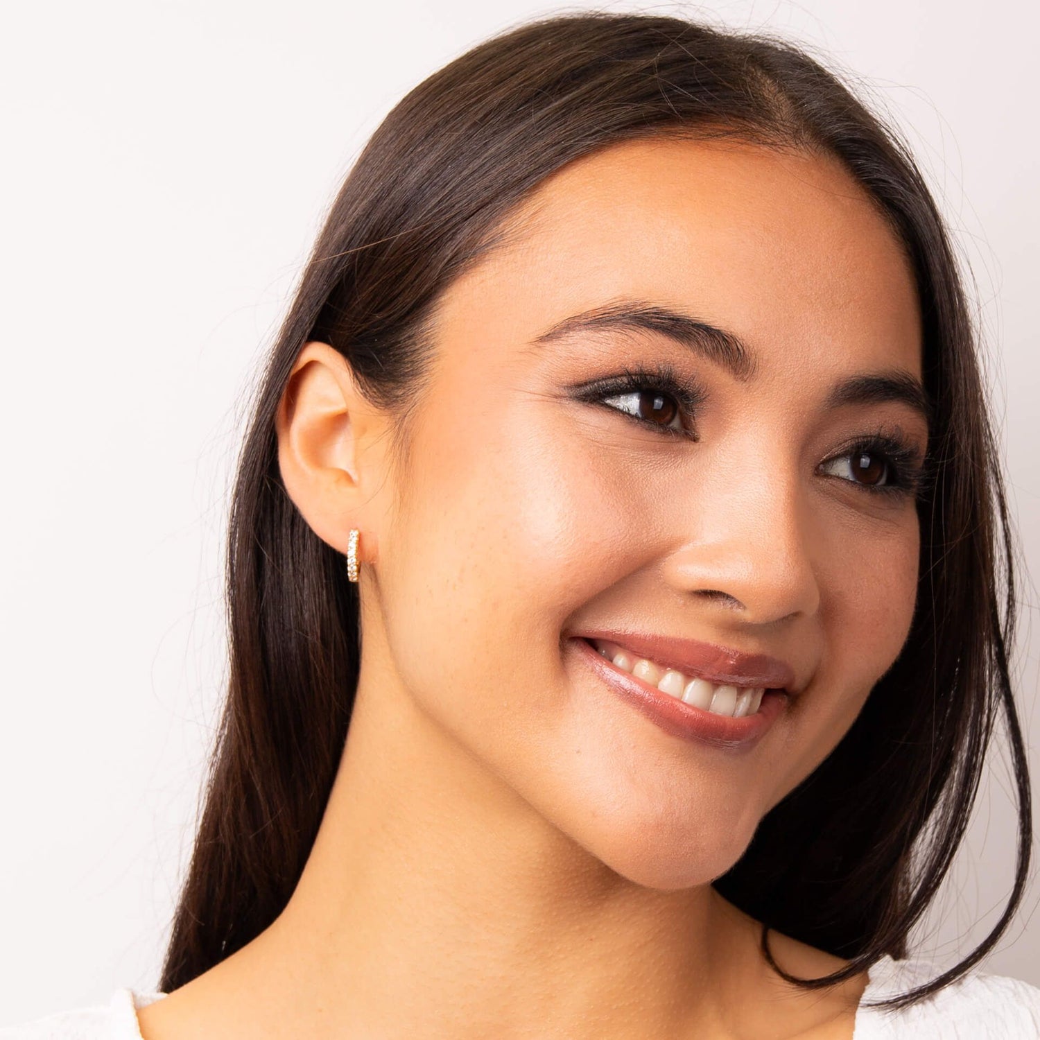 Silver Claw Set Zirconia Hoop Earrings