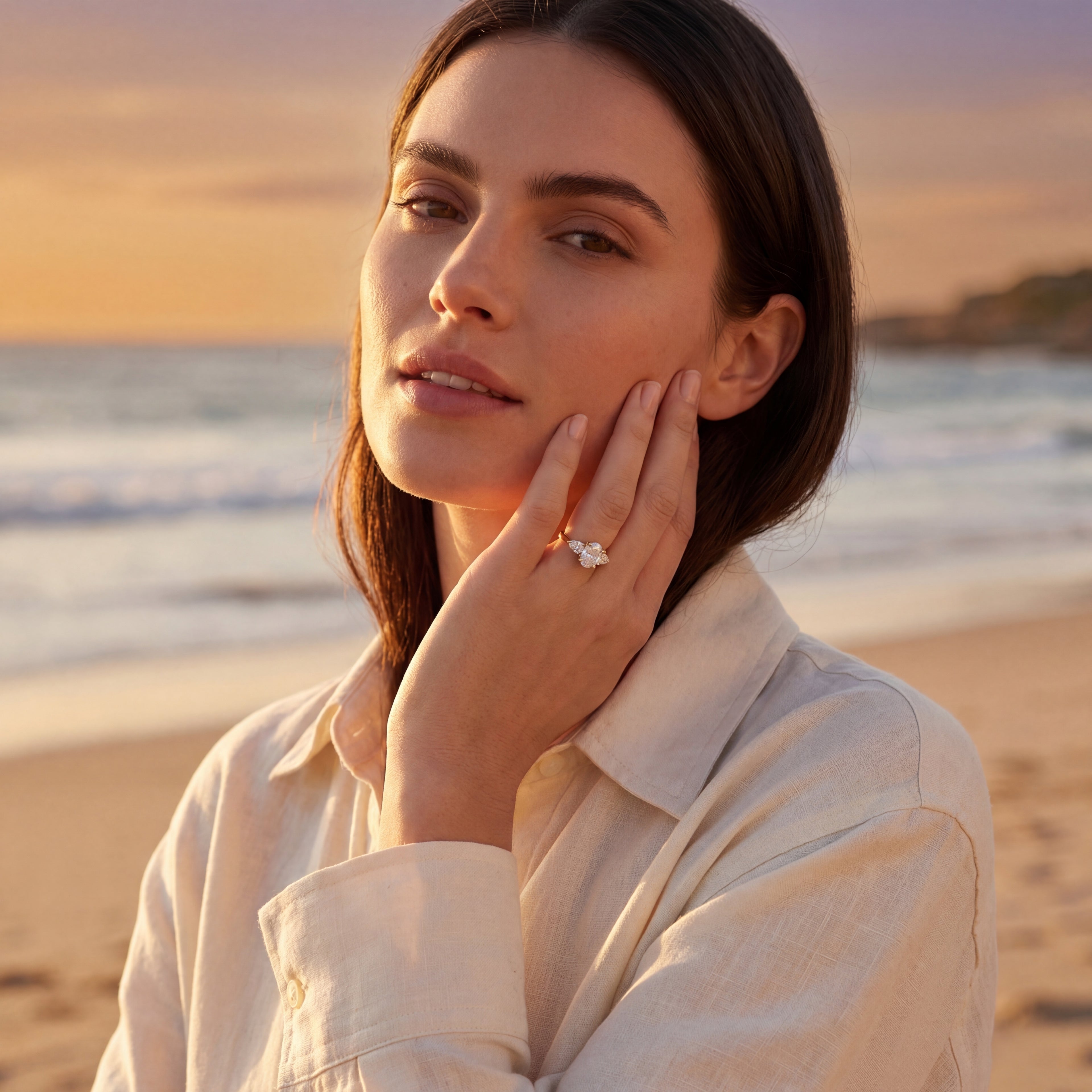 2.57ct Oval & Pear Lab-Grown Diamond Ring