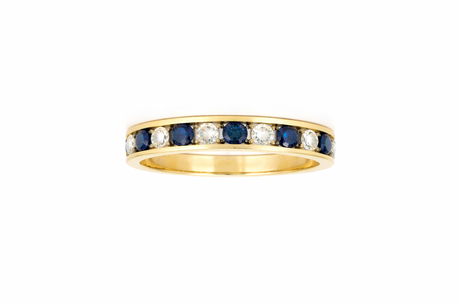 9ct Yellow Gold Diamond & Sapphire Band Ring