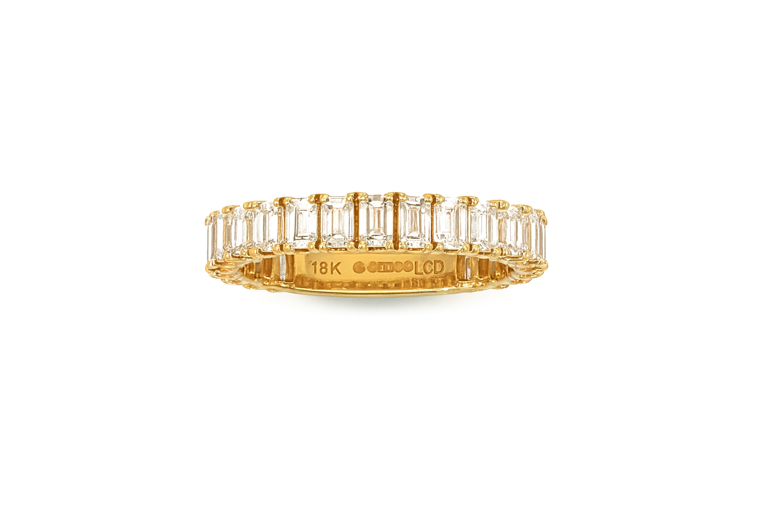 18ct Yellow Gold Lab-Grown Emerald-Cut Diamond Eternity Ring