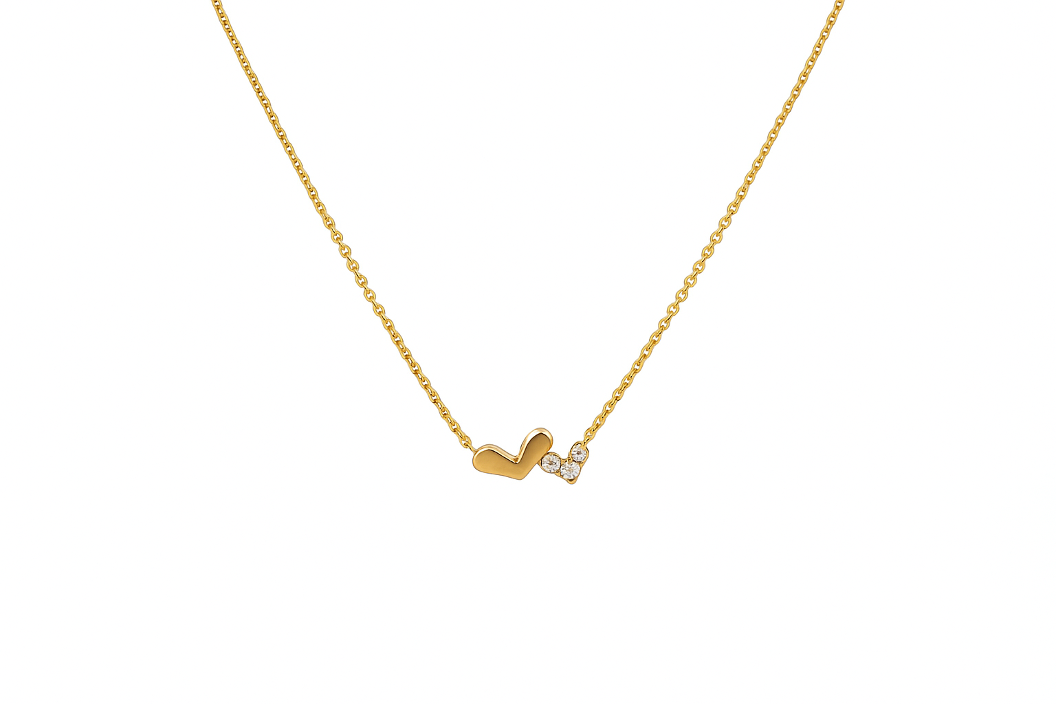18ct Yellow Gold Double Heart Diamond Necklace