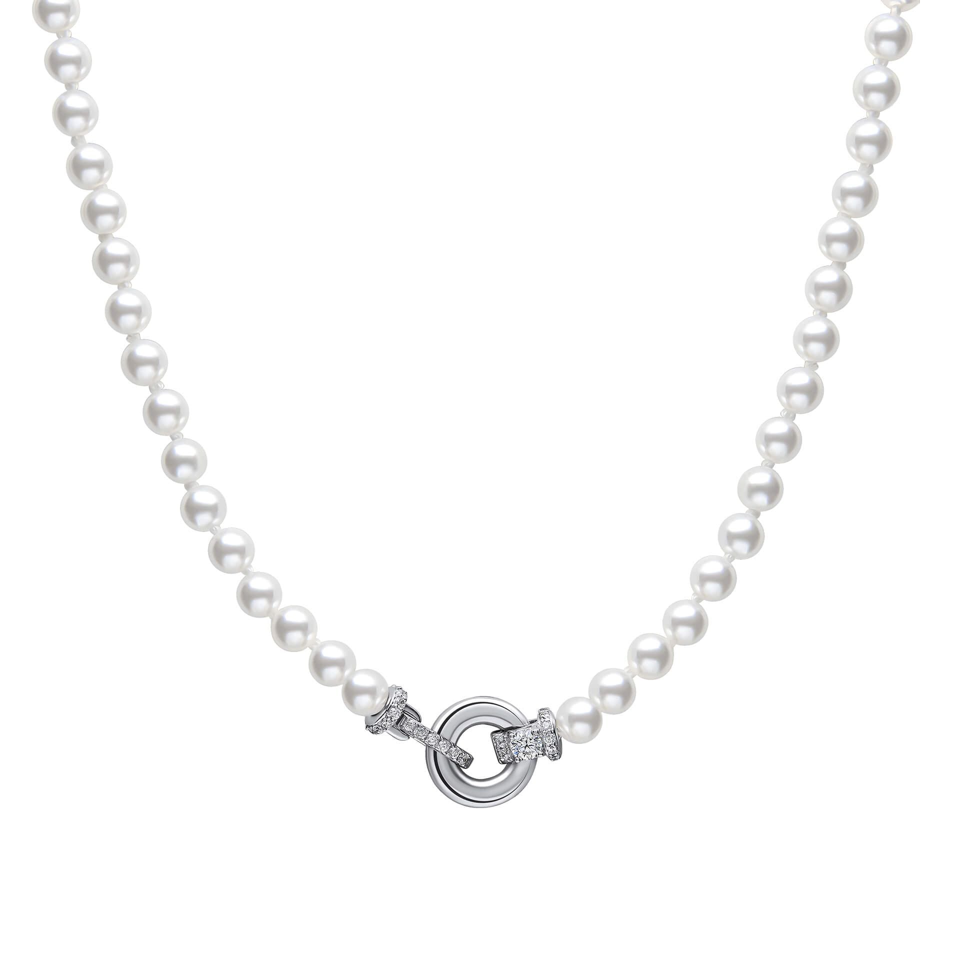 Shell Pearl Necklace with Zirconia Feature Clasp