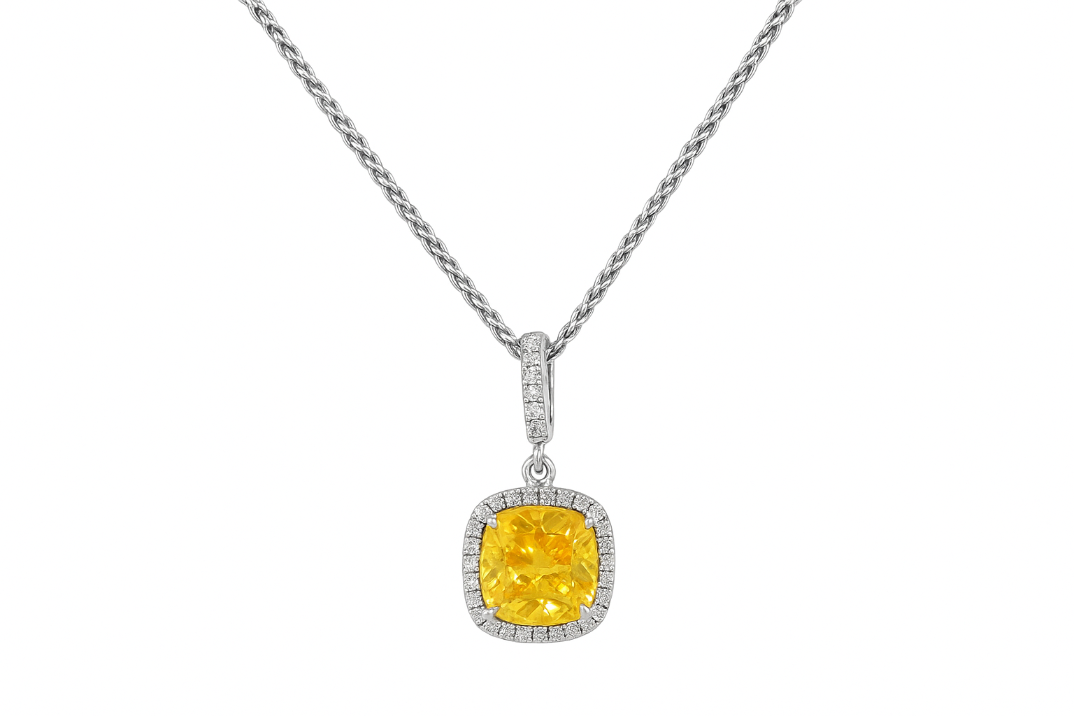 Sterling Silver CZ Cluster Pendant Necklace