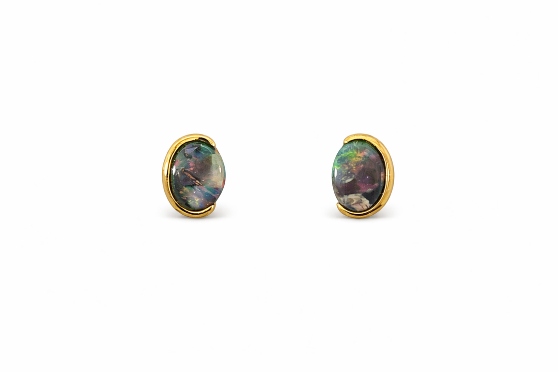 9ct Gold Opal Stud Earrings