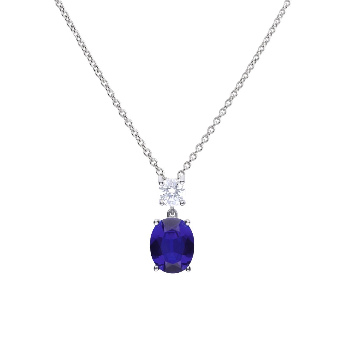 Oval Sapphire Zirconia Drop Pendant