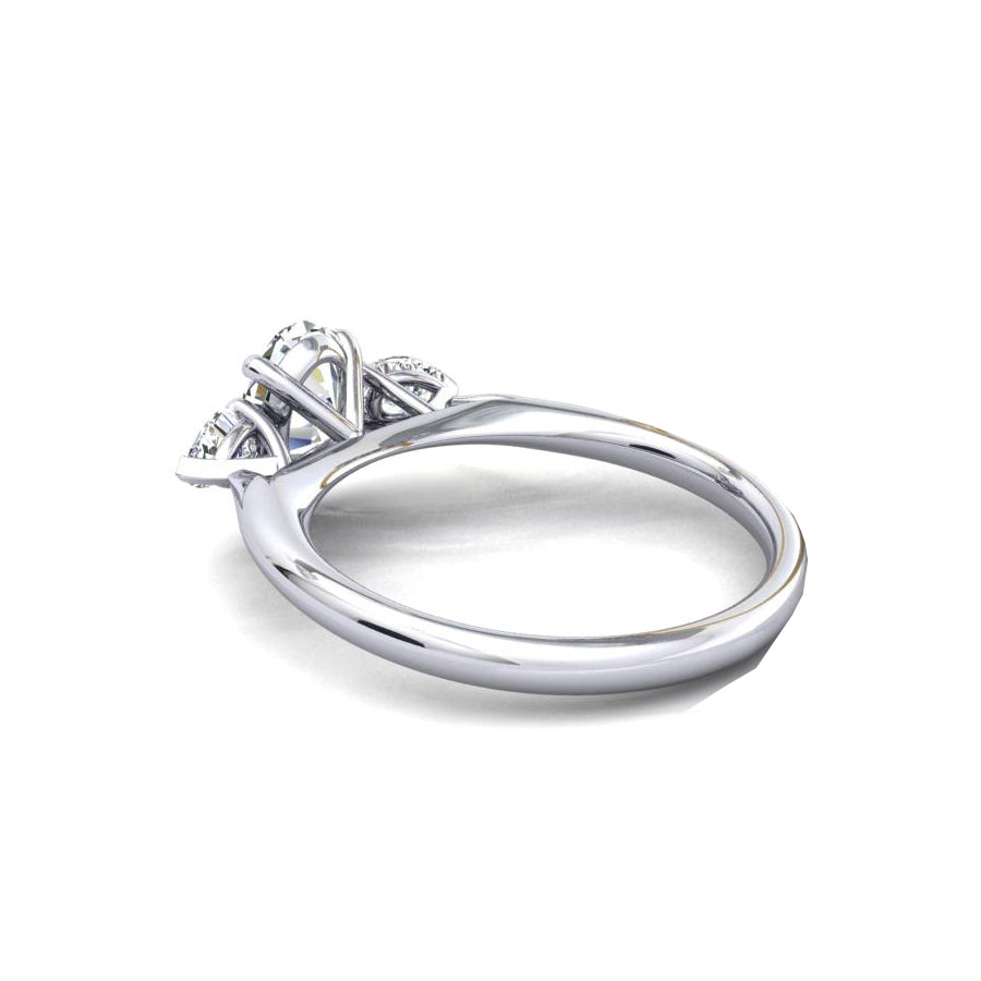 18CT Gold Oval with Pear Cut Diamonds Trilogy Ring - Robert Anthony Jewellers, Edinburgh