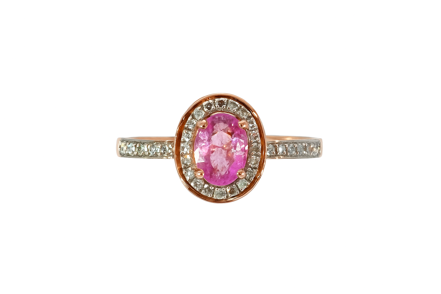 9ct Rose Gold Pink Sapphire & Diamond Ring