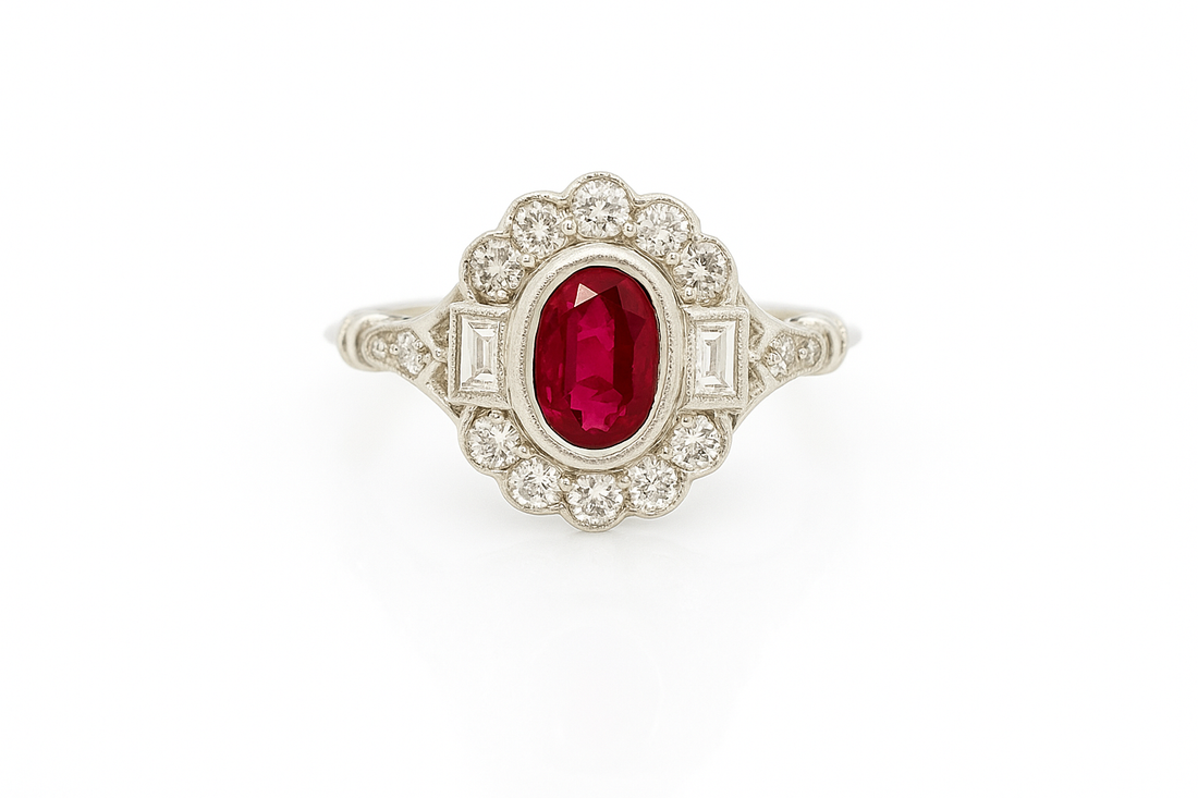 ruby and diamond cluster ring