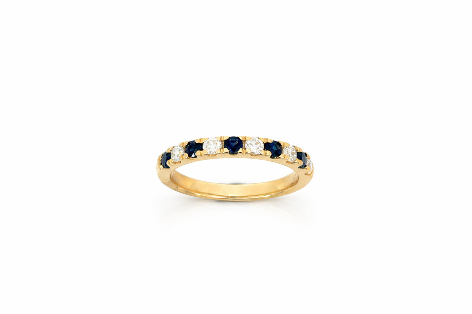 9ct Yellow Gold Sapphire & Diamond Half Eternity Ring