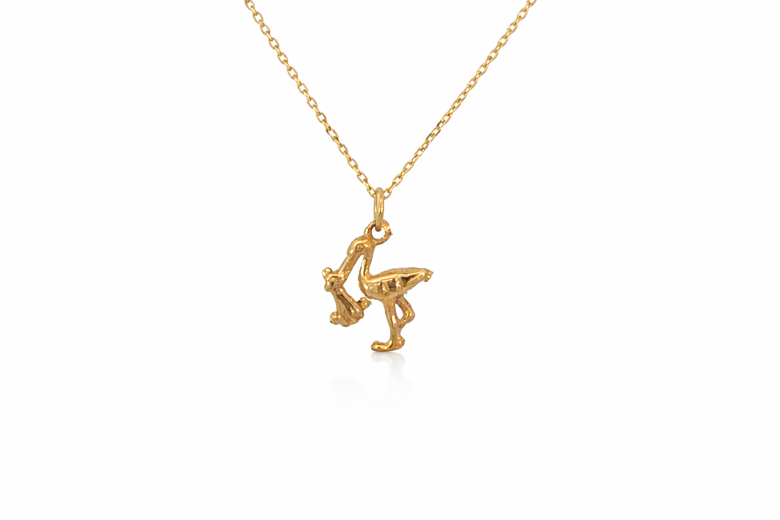 9ct Gold Stork Pendant Necklace