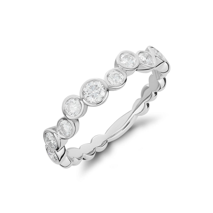18ct White Gold Diamond Bubble Half Eternity Ring