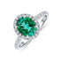 18ct White Gold Oval Green Tourmaline & Diamond Cluster Ring - Robert Anthony Jewellers, Edinburgh