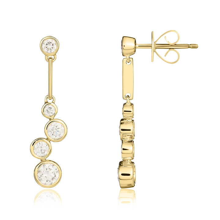 18ct Yellow Gold Diamond Bubble Drop Earrings - Robert Anthony Jewellers, Edinburgh