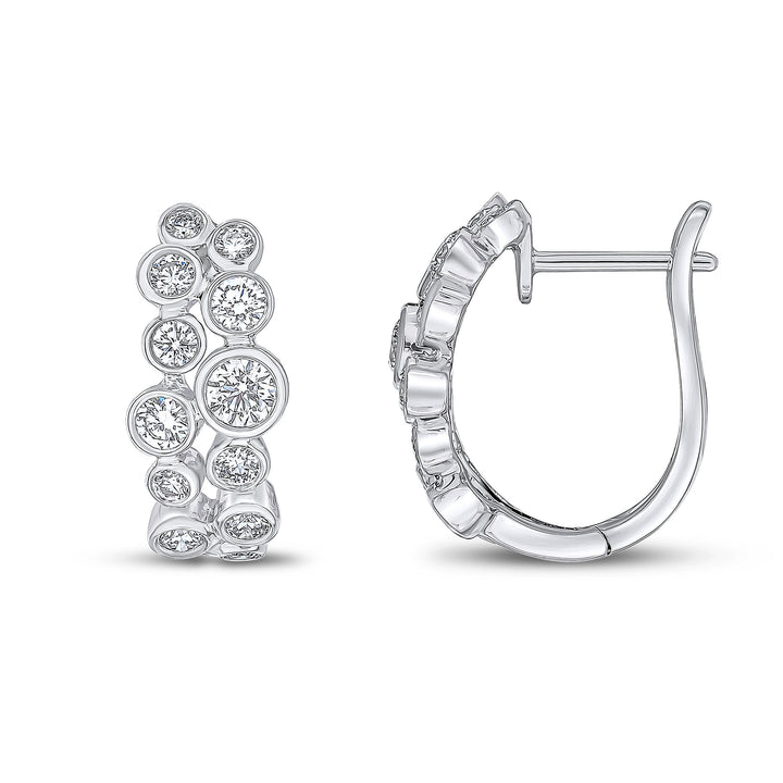 18ct White Gold Diamond Bubble Hoop Earrings