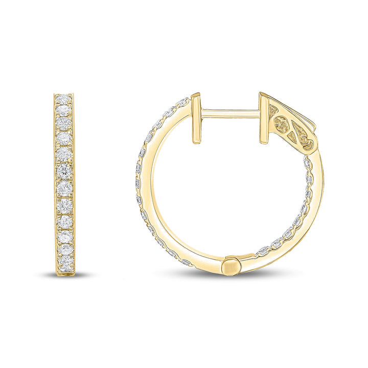 18ct Yellow Gold Full Diamond Hoop Earrings - Robert Anthony Jewellers, Edinburgh