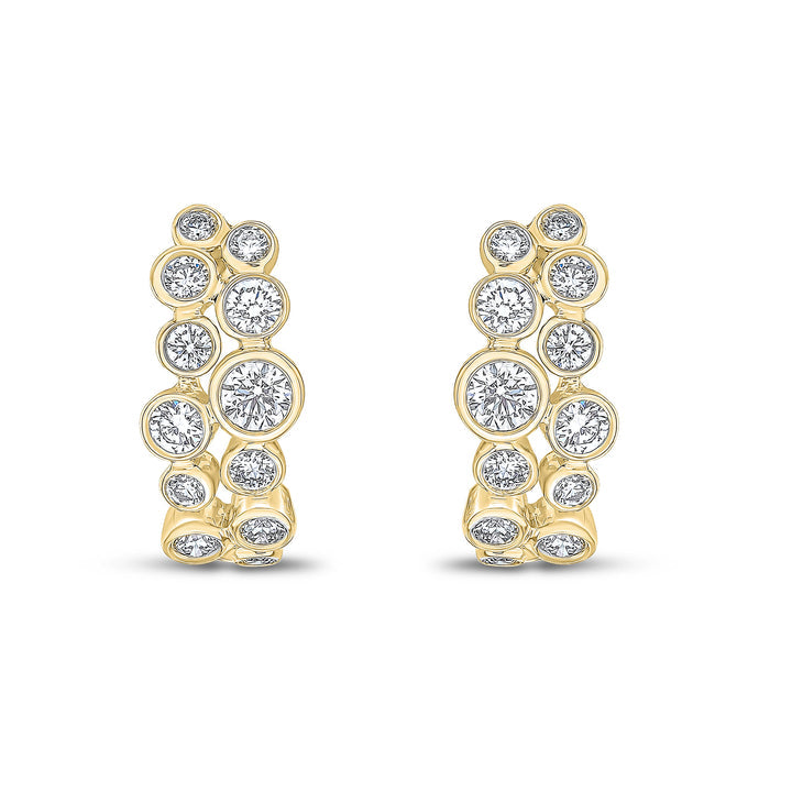 18ct Yellow Gold Diamond Bubble Hoop Earrings - Robert Anthony Jewellers, Edinburgh