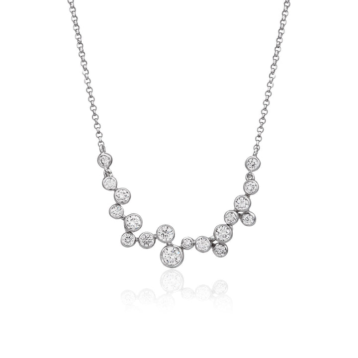 18ct White Gold Round Diamond Bubble Curve Necklace - Robert Anthony Jewellers, Edinburgh