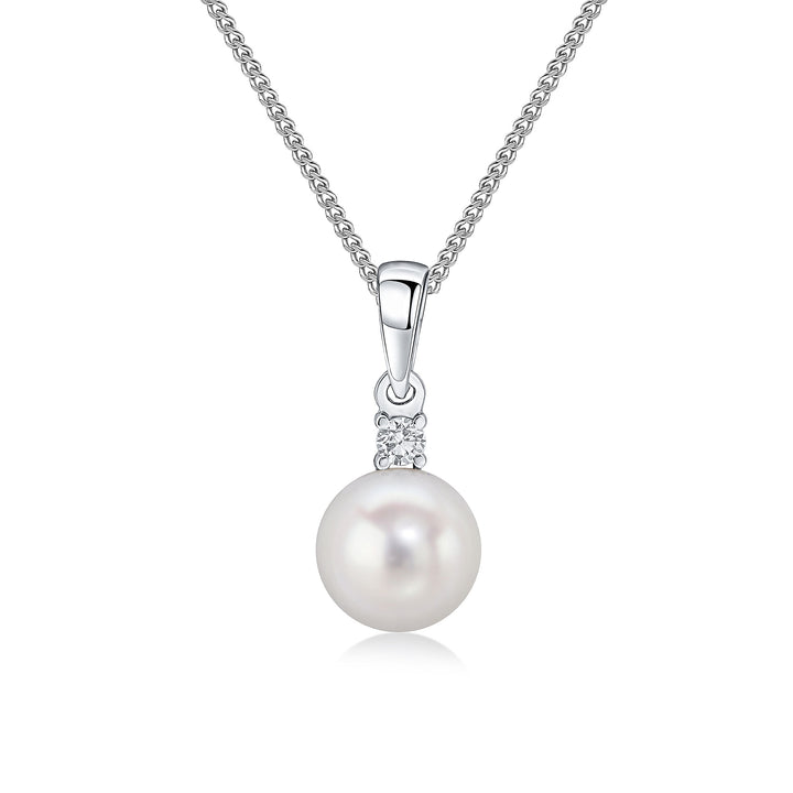 18ct White Gold, Pearl & Diamond Two Stone Pendant - Robert Anthony Jewellers, Edinburgh